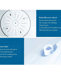 Butterfly wave wheel and water inlet of No Fuss Portable Washing Machine With Ultrasonic Deep Clean And Smooth Spiral Rinse 10 Lb.