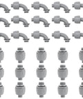 Top Shelf Rock Solid 1/2 Inch Liquid Tight Connectors For Flexible Pvc Conduit Fittings 30 Pack Includes Straight And 90 Degree Elbows, gray PVC connectors.