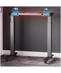 Dual Motor Height Adjustable Gaming Desk With Grip Tight Casters Auto Memory Lifts Solid Carbon Steel Frame, mobile base
