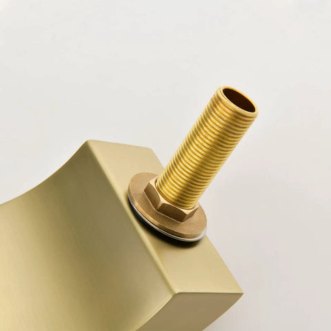 Waterfall Tub Filler Faucet Deck Mount With 3 Hole Brushed Gold Brass Finish close-up showing brass construction detail