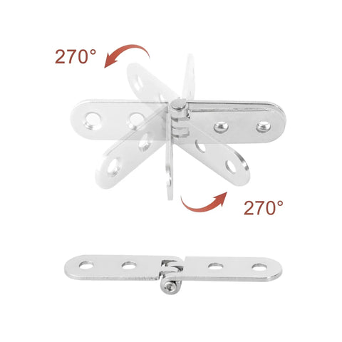 Two Piece 180 Degree Foldable Flap Hinges Screw On With Round Corner For Sewing Machine Cabinet DIY Woodworking Hardware In Black Stainless Steel Finish