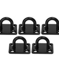 Five black Heavy Duty Stainless Steel Pad Eye Plate Wall Mount Hook Kit With 3mm Thick Brushed Surface for hanging projects