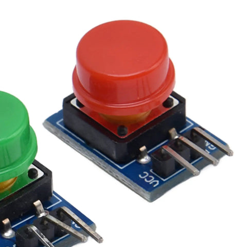 5 Piece Button Switch Module Large Push Button Board With Tactile Keys And Color Covers showing red and green buttons on PCB.