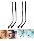 Two Pairs Metal Eyeglass Arms Replacement Kit With Black Temple Legs For Quick Fixes, Easy Screw On Replacement, shown installed.