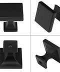 Six Pack Black Square Cabinet Knobs From Solid Zinc Alloy For Kitchen Cupboard Dresser And Bathroom One And One Tenth Inch Square Face Three Quarter Inch Projection Easy Fit Replacement Hardware Pulls multiple angles