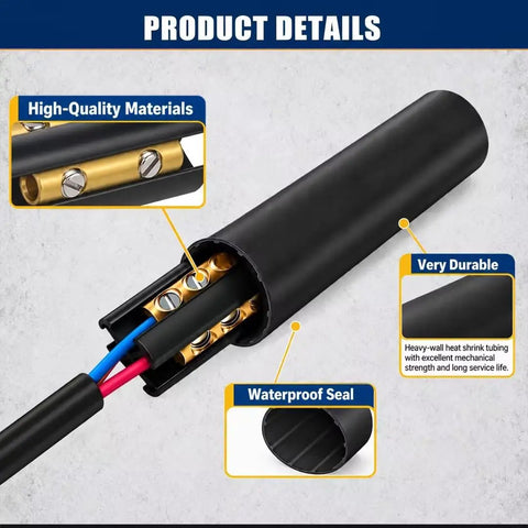 3 Pack Top Shelf Underground Wire Splice Kit For 14/3 To 8/3 Awg Wire With Knockout 600V Rating showing waterproof seal and internal connections.
