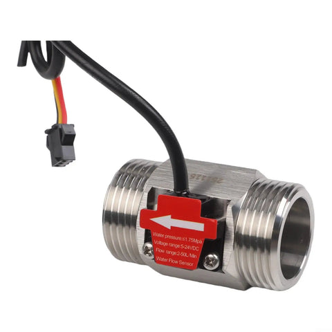 Water Flow Sensor Switch Hall Effect DN25 Stainless Steel Body For Industrial Water Systems And Heaters Precise 2 To 50 L Per Minute Measurement With 595 Pulses Per Liter Built Tough Wear Resistant Shaft, DN25 stainless steel sensor with 3-wire lead