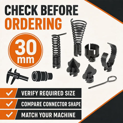Top Shelf Seven Piece Drain Cleaning Cutter Head For Heavy Duty Auger Replacement With A Tough As Nails Metal Build and Serrated Edges To Knock Out Stubborn Sewer Clogs And Pipe Jams Without The Hassle, showing a 30mm size.