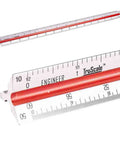 12 Inch Aluminum Triangular Engineering Scale Ruler With Six Scales 1:10 1:20 1:30 1:40 1:50 1:60 For Architects, Engineers, And Students Pro Grade Drafting Triangle For Precise Measurements And CAD Prep, close-up view focusing on engraved measurements and color-coded design.