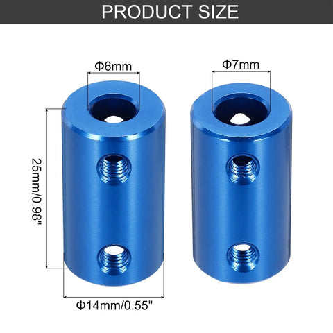 Beefy Rigid Shaft Coupler 6mm To 7mm 25mm Length 14mm Diameter Steel Joint Connector For 3D Printers DIY Motors Encoder With Screws 4 Pieces Heavy Duty High Strength Heat Resistant Coupling, blue 6mm/7mm size