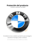 BMW Insignia Stamped OEM Part 36 13 6 758 569 Direct Fit Badge with protective plastic cover, close-up view