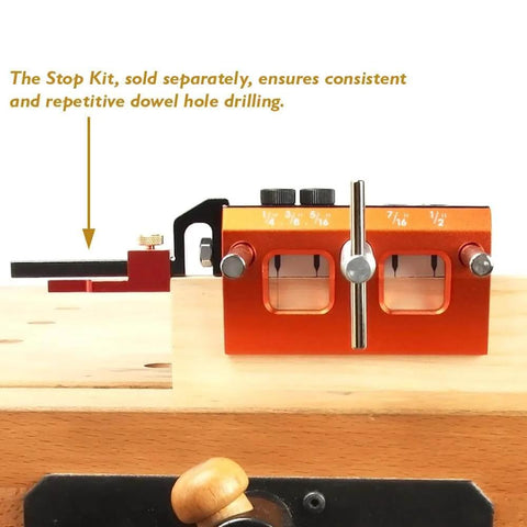 Patented Self Centering Dowel Jig Kit For Woodworking, Pro Grade Drilling Guide With 1/4, 5/16, 3/8, 7/16 And 1/2 Inch Bushings