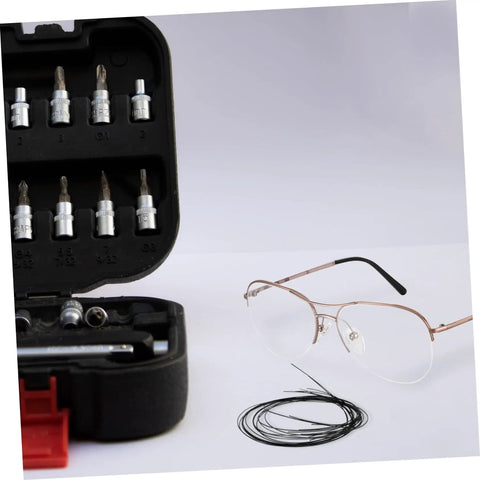 Eyeglasses Repair String For Half Frame Glasses Easy Quick Fix Tool Scratch Resistant Eyewear Cord with toolkit and frames.