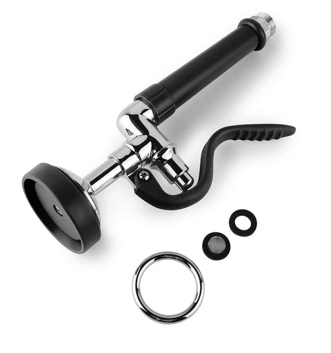 Pre Rinse Sprayer for Commercial Sinks With High Pressure Spray Valve Chrome Finish and Black Handle Pro Grade