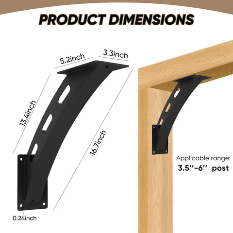 Two Pack 45 Degree Angle Support Brackets For Wood Posts And Beams, Heavy Duty Corner Braces For Inside Joints, Rock Solid DIY Woodworking Hardware For Gazebos, Tree Houses, Cabins And Patios