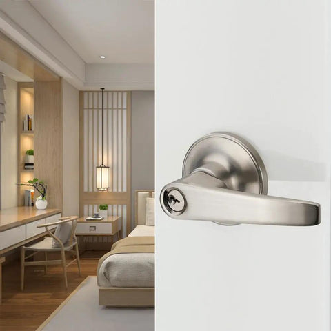 Keyed Entry Door Lever Lock With Reversible Backset For Exterior And Interior Doors Nickel Brushed Finish Bedroom