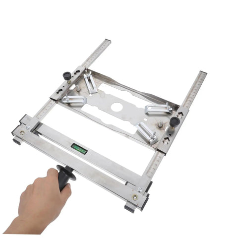 Heavy Duty Adjustable Cutting Machine Support Frame With Edge Guide Positioner for precise straight cuts and easy workshop setup.