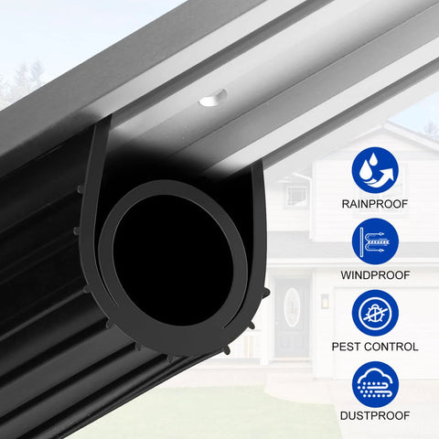 DGSL garage door bottom rubber weather seal installed, black, 16 ft, 5/16 in T ends