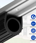 Close-up of Bottom Garage Door Weather Stripping Kit 5/16 Inch T Ends, 10 Ft Black Rubber Seal With U Channel And O Ring Design