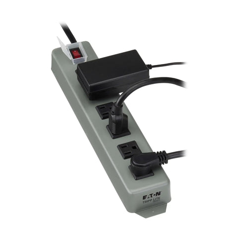 Heavy Duty Power Strip With 6 Right Angle Outlets In All Metal Housing Mountable On Wall Or Under Desk 15 Foot Extension Cord On Off Switch Cover Ideal For Industrial Garage Use UL24RA15