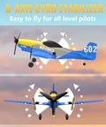 Side and front view of P-51D Mustang 3 Channel RC Plane With Ready To Fly Setup, 6-axis gyro stabilizer visible.