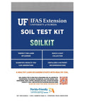Florida Soil Test Kit Powered By SoilKit package displaying UF IFAS Extension branding and testing features for yard and garden.