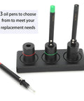 Auto Lubrication Pen For Watches With Stable Base, 3 Piece Watch Repair Kit on black stand, precision oil pen display
