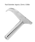 Side view of ZDETGU J-curved lathe tool rest with 25mm post, hardened steel