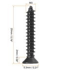 M3 x 20mm Wood Screws Phillips Flat Head Carbon Steel Self Tapping Black Oxide 200 Pcs Built Tough For Hardwood Projects