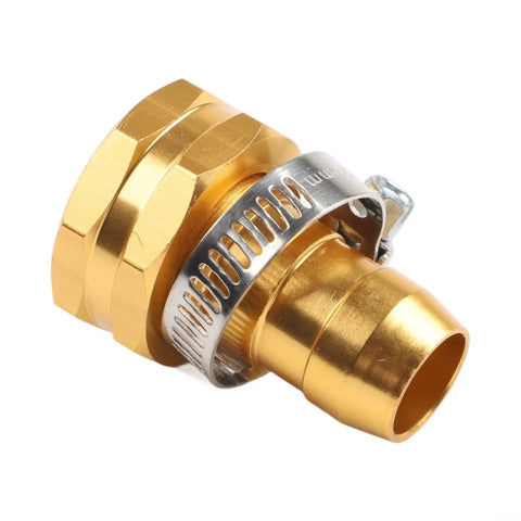 Heavy Duty Aluminum Garden Hose Mender Repair Kit With 3/4 Inch Us Thread Male Female Fitting And Stainless Steel Clamp For Sprayer Leak Fix And End Replacement No Tools Needed Just Twist And Go, brass hose mender with clamp