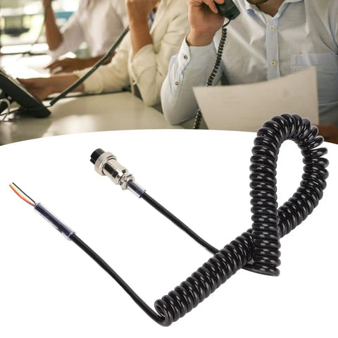 4 Pin Radio Mic Cable Replacement Cord with Prewired Female Plug for CB HAM Radios Flexible Coiled Mic Cord Extends To 70.8 Inches on desk