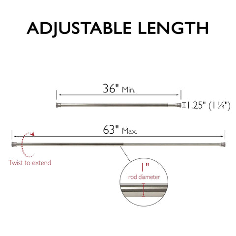 Classic Adjustable Shower Rod With Polished Chrome Finish Expands From 36 To 63 Inches No Drilling Required Easy Mount With Included Hardware Sturdy Metal Construction For Long Lasting Durability