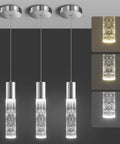 Upgrade Your Kitchen Or Bar With These Slick Chrome Led Bubble Crystal Pendant Lights Featuring Simple 3Cct Color Switches And Timeless Modern Designs Solid 3 Pack Gear For Effortless Ambient Glow. Three chrome pendant lights with adjustable dimmer.