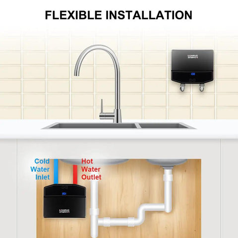 Under Sink Tankless Electric Water Heater 3.5kW Point Of Use Instant Hot Water At The Sink 120V installation illustration