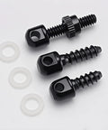 Badass Sling Swivel Studs Kit Featuring Six Heavy Duty Wood Bolt Mounts And Rifle Shotgun Tapping Screws For Dead Sure Grip On Your Favorite Firearm And Handgun showing three black swivel studs and washers.