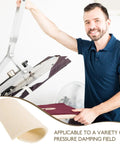 Man using Heat Press Mat 14.96 By 11.41 Inches Wear-Resistant Sponge Pad For Even Pressure in crafting machine.