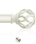 White Farmhouse Curtain Rod With Dope Vintage Twist Finials, Adjustable From 36 To 88 Inches, Heavy Duty Single Window Rod detail
