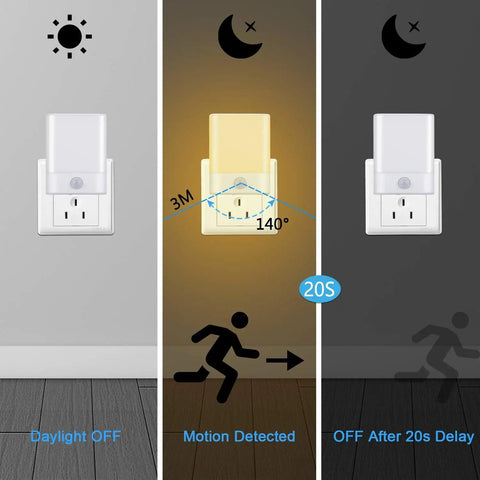 LED Night Light Plug In With Motion Sensor And Adjustable Brightness Three Modes Auto On Off Cozy Glow Kid Friendly For Kids Rooms Bedrooms Hallways And Nighttime Rounds Energy Smart 2 Pack