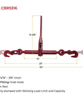Heavy Duty Ratchet Chain Binder Set Five Sixteenth To Three Eighth Inch Chain With Grab Hooks 5400 Lbs Working Load Limit diagram