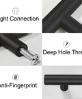 50 Pack Black Cabinet Knobs For Drawers And Doors 2 Inch Stainless Steel Handles And Pulls Durable Hardware Kit For Kitchen Dresser Bedroom Cabinets Includes Variety Screws For Easy Install, black T-bar knob with screw