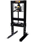 Six Ton Hydraulic Shop Press With Precision Pressure Gauge For Bearing Install Auto Maintenance And Metal Fabrication 13000 Lb Load Rating front view showing heavy duty steel frame and pressure gauge.