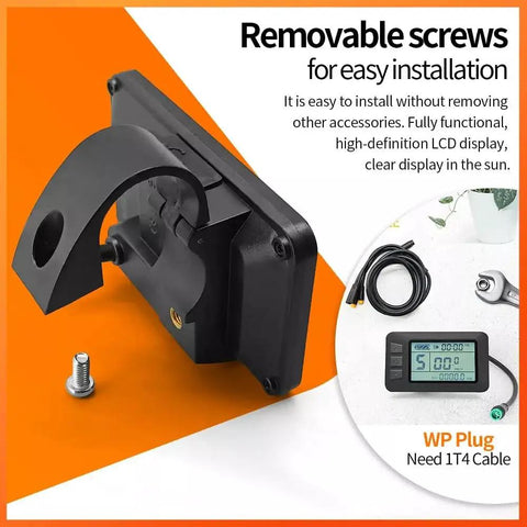 Dope Waterproof LCD Bicycle Display Meter for E Bikes with waterproof connector and USB charge port displayed with removable screws