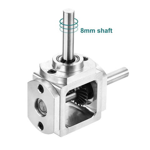 Beefy Right Angle 90 Degree Bevel Gearbox One To One Reducer With Aluminum Frame And Eight Millimeter Shaft One Output Gear 20 Tooth