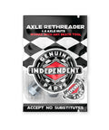 Skateboard Truck Axle Rethreader Kit With Pilot Shaft Four Fresh Axle Nuts And Genuine Parts Sticker packaging front view.