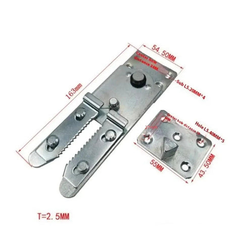 Heavy Duty Steel Corner Bracket Hinge For Sofa And Couch Sectional Connector Snap with precise measurements and sturdy design.