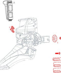 Red E Tap Front Derailleur Spare Parts Kit For Wireless Electronic Groupsets With Quick Install And High Precision Components For Lightweight Durability And Smooth Reliable Shifts For Ride Ready Performance On Any Ride. Exploded parts diagram