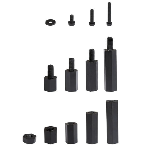320 Piece M2 Nylon Hex Spacer Standoff Kit With Male And Female Screws Nuts And Spacers Black Durable Nylon Includes Plastic Case Easy To Install Great For Electronics DIY Projects