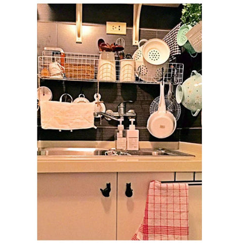 Cat Shaped Drawer Pulls 2 Pack Matte Black Iron Cabinet Handles on kitchen cabinet under sink