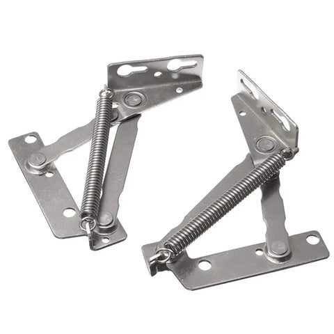 Two Pack 80 Degree Sprung Cabinet Hinges Lift Up Stay Flap Top Support, heavy-duty stainless steel, rust-resistant, easy install