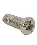 Top Shelf 100 Pack M3.5 X 10mm Round Head Metric Machine Screws Featuring Phillips Drive, showing a nickel plated carbon steel screw.